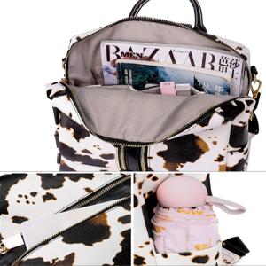 호피 가방 레오파드 에코백 여성용 가죽 기저귀 배낭 지갑 포함 방수 대용량 여행 야외 103