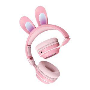 pc헤드셋 인강 게임 RGB 토끼 귀 무선 이어폰 마이크 포함 헤드셋 귀여운 음악 어린이 게이머용 블루투스