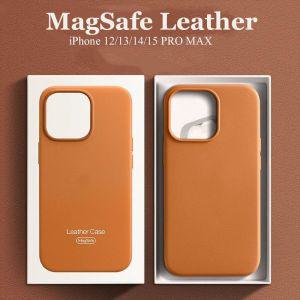 MagSafe 공식 가죽 케이스 애플 아이폰 15 프로 맥스 14 13 12 정품 자석 충전 i 휴대폰 커버