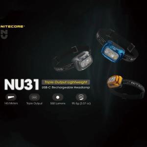 NITECORE NU31 USB-C 충전식 헤드램프 550 루멘 초경량 3 가지 색상 소스 트레일 러닝 트레킹 헤드라이트