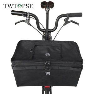 TWTOPSE 자전거 전면 캐리어 블록 포함 접이식 바구니 가방, Brompton 3SXITY PIKES Dahon Tern Fnhon용 대