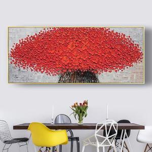 쉬폰포스터 북유럽 인테리어 미학적 장식 그림 추상화 다발 붉은 꽃 캔버스 손으로 그린 유화