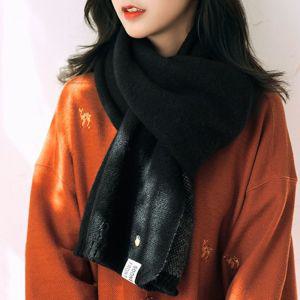 파인스 니트 목도리(블랙)머플러 겨울 패션 캐주얼 따뜻한 소프트 부드러운