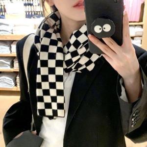 여자 여성 바둑 4컬러 따뜻한 체크 스카프 머플러 패션 코디 겨울 넥워머 니트 선물용