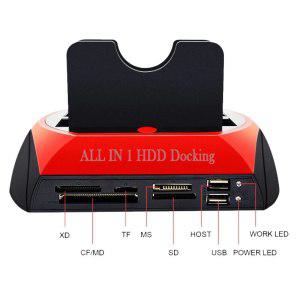 올인원 HDD 도킹 스테이션 USB 2.0 3.5 인치 IDE SATA SSD HD 하드 디스크 드라이브 인클로저 카드 리더 미