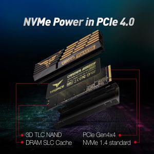 SSD TEAMGROUP T-Force CARDEA A440 그래핀 및 알루미늄 방열판 2TB DRAM SLC 캐시 3D NAND TLC NVMe Phiso