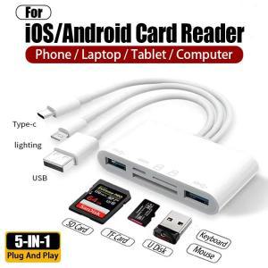 아이폰 아이패드용 5 In 1 OTG 카드 리더기 USB 어댑터  삼성 화웨이 맥북 마이크로 SD 메모리 카드 리더기