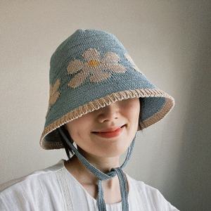 1300K 라렌트리 꽃 보넷 라피아 밀짚 끈 벙거지 모자 버킷햇 5color