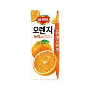  롯데칠성음료  델몬트 오렌지 드링크 190ml 24팩 과즙 팩음료