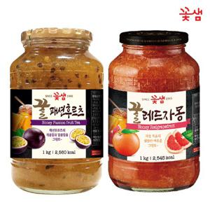  꽃샘  꽃샘 꿀패션후르츠차 1KG +꿀레드자몽 1KG (과일에이드) 