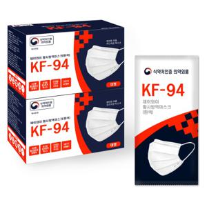 1+1 숨쉬기편한 KF94 마스크 국내산 안심필터 개별포장 흰색+흰색 100매