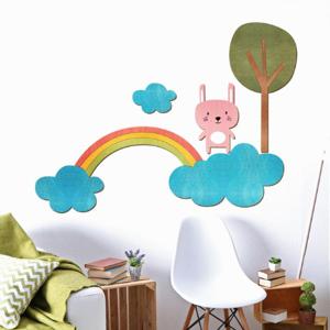 1300K 디자인베이 우드스티커 구름토끼 (컬러완제품) 어린이집환경꾸미기