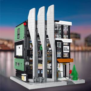 시티 건축물 스트리트 뷰 빌딩 블럭 세트 Moc 브릭 DIY 조립 장난감  카페 건설 현대 커피숍 모델  선물