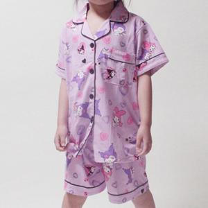 마이쿠 쿠로미 산리오 캐릭터 카라 여름 아동 어린이 주니어 반팔 반바지 실내복 홈웨어 파자마 잠옷 세트