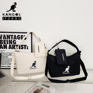  캉골  KANGOL-패션 여성용 숄더 백 반투명 패브릭 캐주얼 메신저 백 여성용 가방