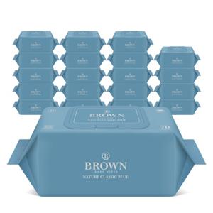  브라운  NEW 브라운 네이처 클래식 블루 아기물티슈 70매 캡형 10+10팩.