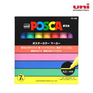 미쯔비시 유니 포스카 마카 7색 세트 PC-5M 7C 파스텔