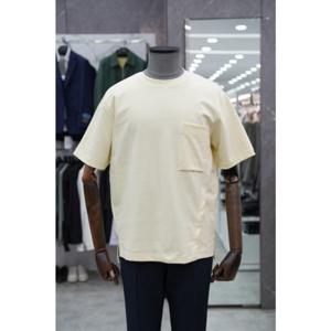 (신상품) 리버클래시 LKS41391 옐로우 Side-Slit 원포켓 세미 오버핏 반팔 T셔츠
