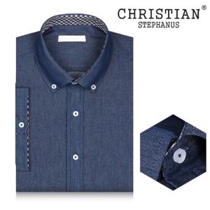 Christian Stephanus  크리스찬 반팔 와이셔츠 CT259NA 진청 청남방 청셔츠 95-130 빅사이즈 정장셔츠