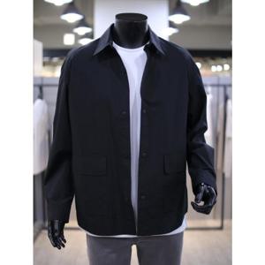(브랜드정품) 바쏘옴므 스냅단추 자켓 올블랙 셔츠형 캐주얼 오버핏 WSY1TT32A33