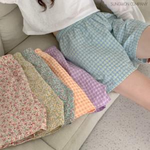 이너퀸 프리수 면 체크 플라워 패턴 여름 반바지 파자마 잠옷 사각 트렁크 이지웨어 홈웨어 코튼파자마팬츠