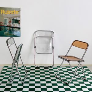 룸코 접이식 폴딩체어 카페 투명 사무용 미드센추리 의자 3color
