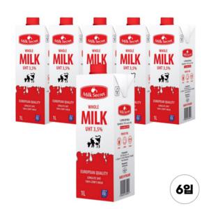  믈레코비타  믈레코비타 밀크시크릿 3.5% 멸균우유 1000ml 6팩