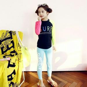  루나버블  SURF 래쉬가드 상하세트 2color 9호 17호 아동 여아 유아 어린이 키즈 래시 상하복 수영복
