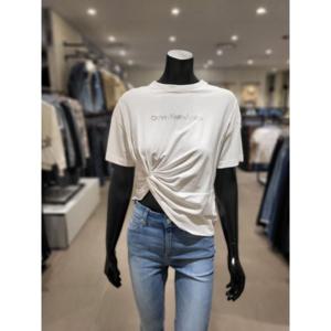 Calvin Klein Jeans 여성 게더 모달 반팔 티셔츠 (J221109- YAF)
