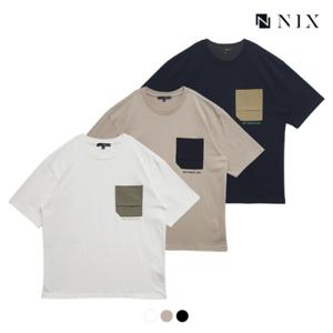 (닉스)(NIX)남) 타소재 가슴 포켓 워싱 티셔츠(FNQMCTR155P)