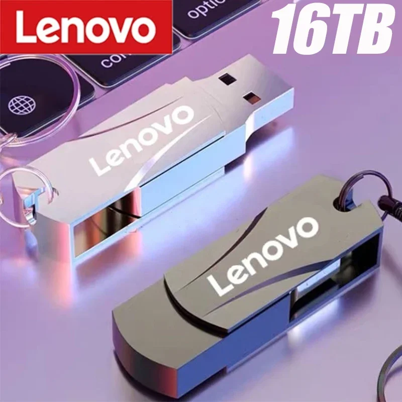 레노버 3.0 USB 플래시 드라이버, 금속 고속 펜드라이브, 휴대용 스틱 플래시 메모리 스토리지, U 디스크 어댑터, 16TB, 8TB, 2TB, 1TB
