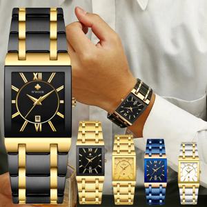 WWOOR 2024 패션 남성용 시계, 탑 브랜드 럭셔리 손목 시계, 쿼츠 스퀘어, 방수 제네바 디자인