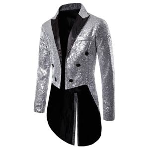 영국 스타일 남성 코트 턱시도 정장 코트, 패션 스팽글 장식 블레이저, 신사 웨딩 파티 롱 재킷