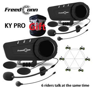 Freedconn KY 프로 오토바이 헬멧 헤드셋, 블루투스 인터콤, 모토 그룹 방수 인터폰, 모터바이크 6 라이더, 1000m