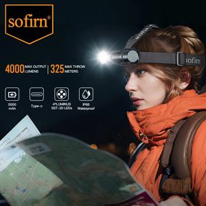 SOFIRN HS41 21700 USB C 충전식 헤드램프, 4000lm, 보조배터리 손전등, SST20 LED 토치 표시기, 마그네틱 테일