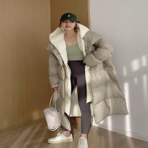 경량패딩 여성  여성 패션 가짜 투피스 파카 다운 재킷, 두껍고 따뜻한 후드 코트, 푹신한 화이트 덕 다운 재킷, 겨울 2024 신상 패딩