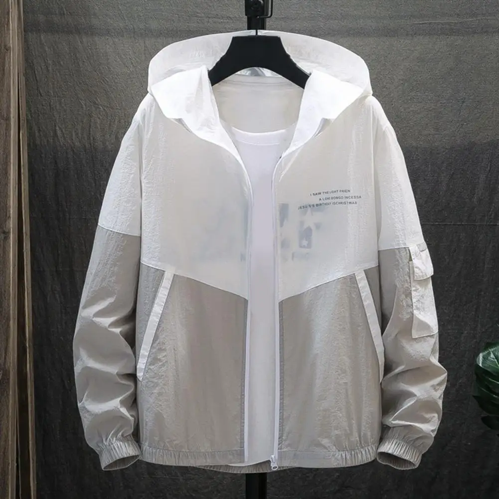 남성용 초경량 UV 자외선 차단 스킨 코트, 빅 사이즈 후드 바람막이 재킷, 줄무늬 캐주얼 외투, 여름