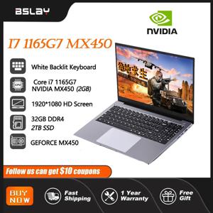 게이밍 노트북 코어 Win11 Pro 1920*1080 휴대용 노트북, i7 1165G7 NVIDIA MX450 32G DDR4 2TB SSD, 15.6 인치 11 세대