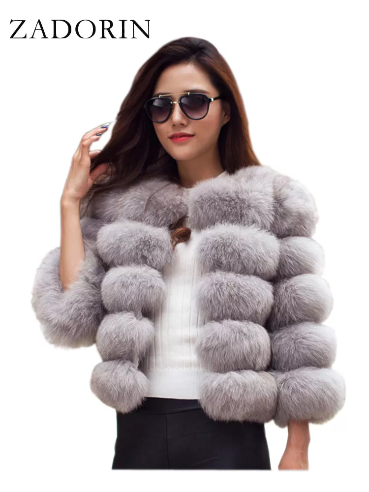 ZADORIN 여성용 S-5XL 밍크 코트, 푹신한 블랙 인조 모피 코트, 우아하고 두껍고 따뜻한 인조 모피 재킷, 2024 상의, 가을 겨울