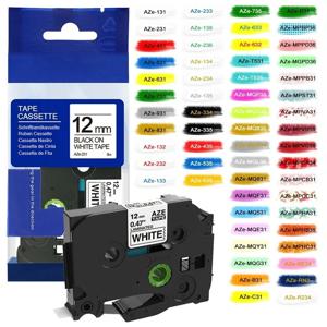Fimax Tze231 Tze 테이프 Tze231 TZ231 Tze-231 12mm 프린터 리본, P터치 라벨 메이커 PTD-210, 다양한 색상 호환