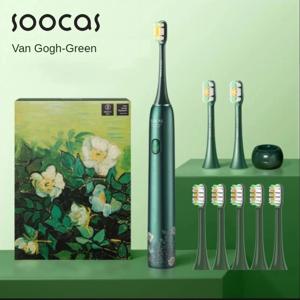 SOOCAS Van Gogh X3U 전기 칫솔, 녹색 초음파 음파 칫솔, 업그레이드된 C타입 고속 충전, 성인용 IPX7 방수