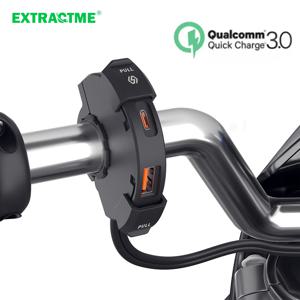 Extractme 오토바이 USB 고속 충전기, 방수 핸들 바 장착 브래킷 충전기, 자전거 디지털 카메라용, 30W, QC3.0
