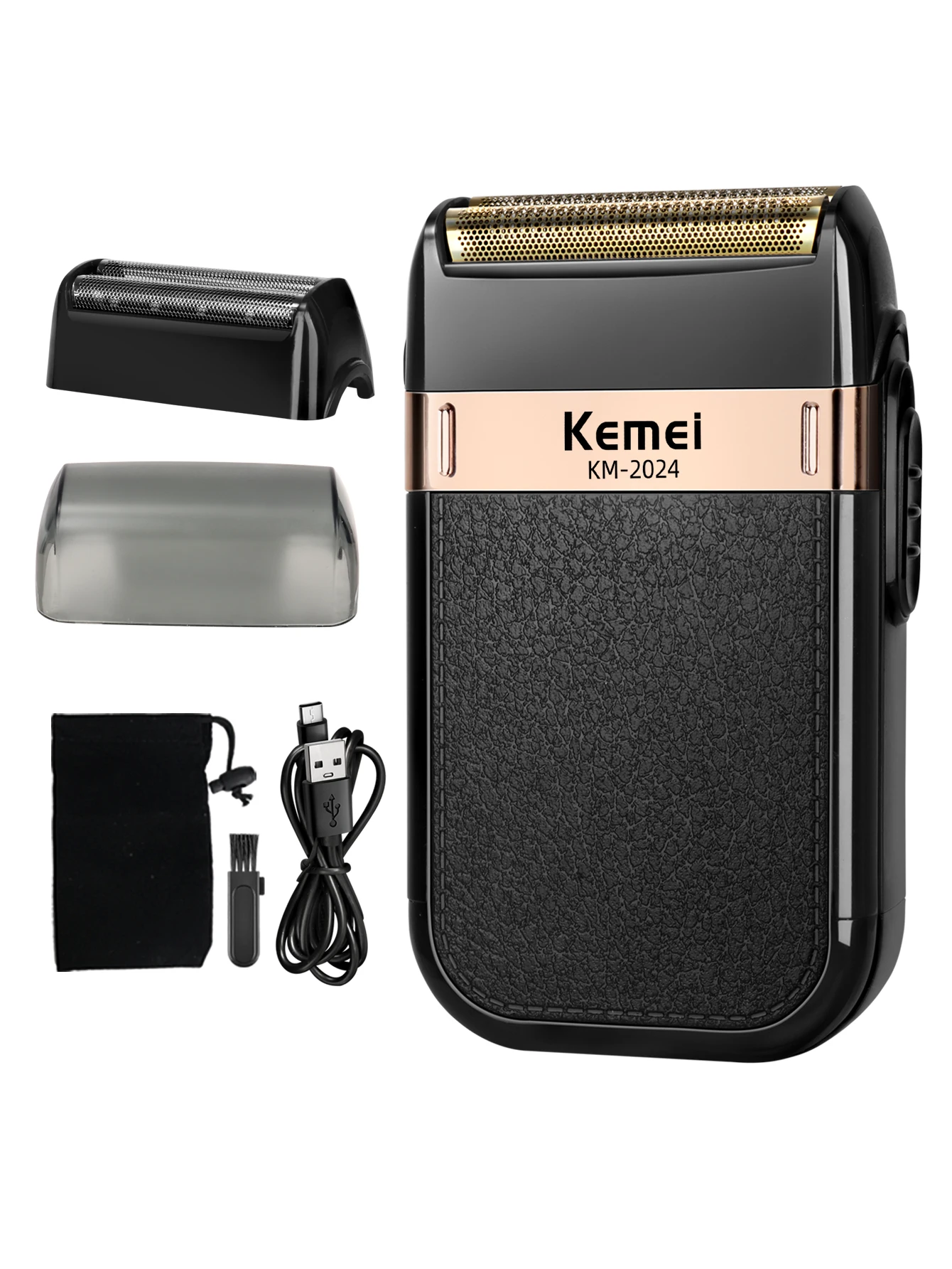Kemei 남성용 방수 트윈 블레이드 왕복 무선 면도기, USB 충전식 면도기, 이발사 트리머