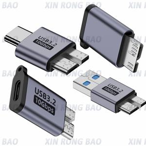 USB A/C-마이크로 B 3.0 어댑터, 10Gbps 초고속 데이터 동기화 컨버터, 맥북 프로, 삼성 HDD SSD, C-마이크로 B 어댑터