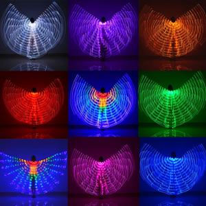 LED 날개 밸리 댄스 날개 이시스 할로윈 날개 소품 빛나는 LED 램프 날개, 밸리 댄스 의상 액세서리 스틱, 성인 어린이