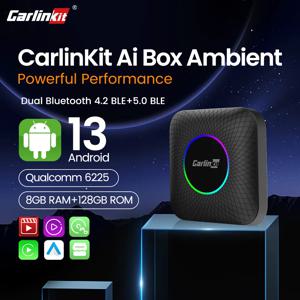 Carlinkit 안드로이드 13 TV 박스, LED 8 + 128GB 카플레이, 무선 안드로이드 자동 무선 어댑터 지지대, 유튜브 Netfilx, IPTV, 스포티파이, GPS