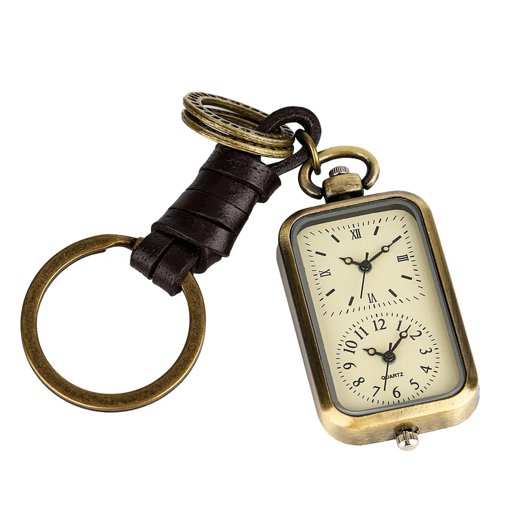 키체인이 있는 빈티지 작은 귀여운 쿼츠 포켓 시계, 레트로 앤티크 펜던트, 키체인, 크리스마스 선물, 남녀공용 포켓 시계