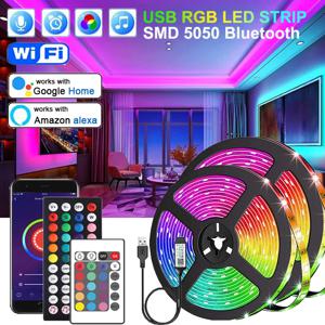 LED 조명 블루투스 5050 SMD USB LED 스트립, 알렉사 앱 제어, 와이파이 RGB 접착식, LED TV 백라이트 램프, 방 장식용