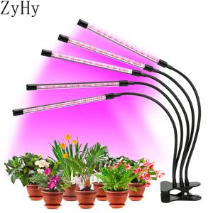 LED 성장 조명 풀 스펙트럼 피토 램프, USB 클립온 성장 램프, 실내 식물 모종 꽃 텐트 박스, 45W, 5 헤드
