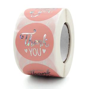 100-500 pcs 1 1.5 인치 핑크 감사 스티커 롤 봉투 결혼식 보석 상자 편지지 인감 Lable